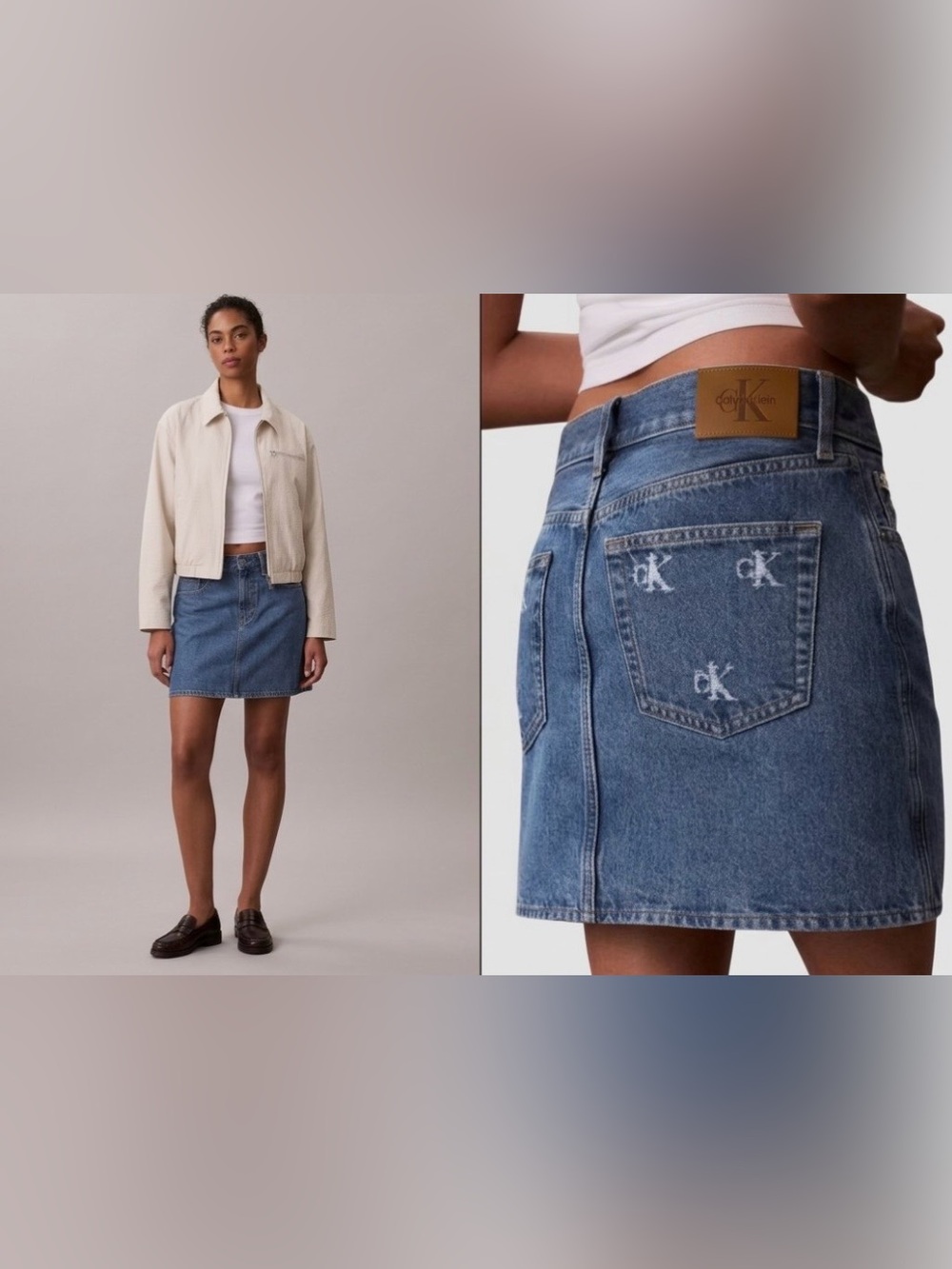 Calvin Klein mini skirt denim Jean size 27 new distressed CK back